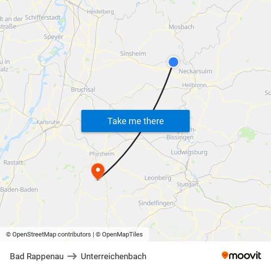 Bad Rappenau to Unterreichenbach map