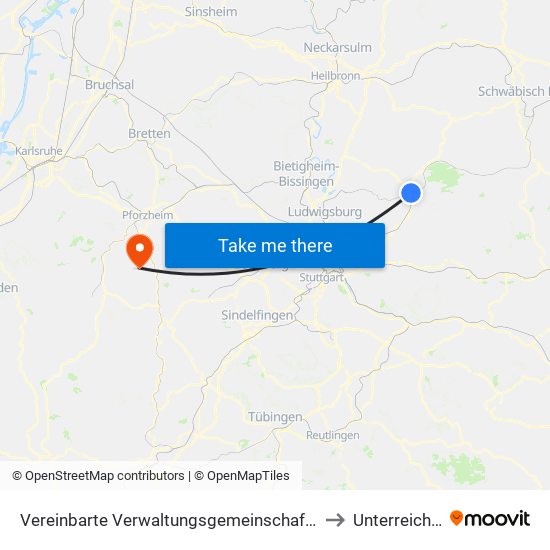 Vereinbarte Verwaltungsgemeinschaft Der Stadt Backnang to Unterreichenbach map