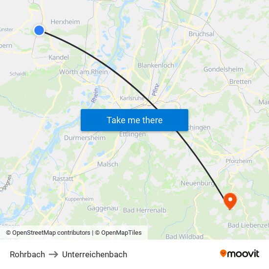 Rohrbach to Unterreichenbach map