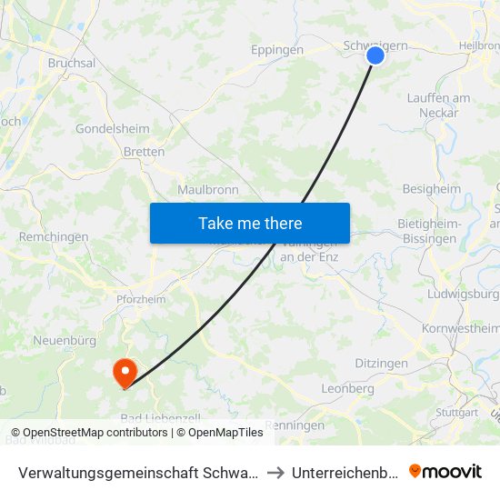 Verwaltungsgemeinschaft Schwaigern to Unterreichenbach map