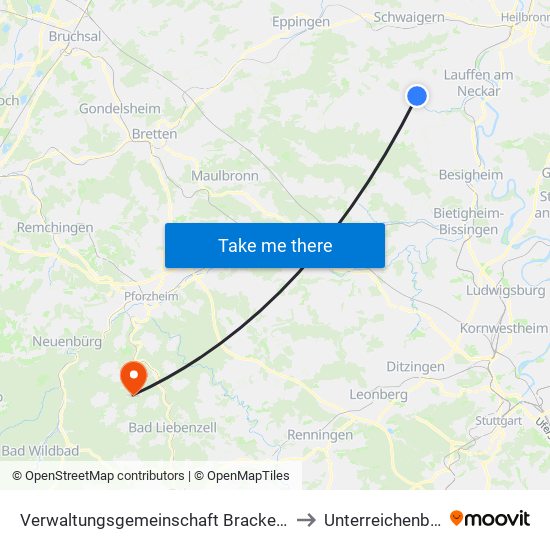 Verwaltungsgemeinschaft Brackenheim to Unterreichenbach map