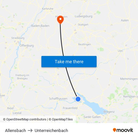 Allensbach to Unterreichenbach map