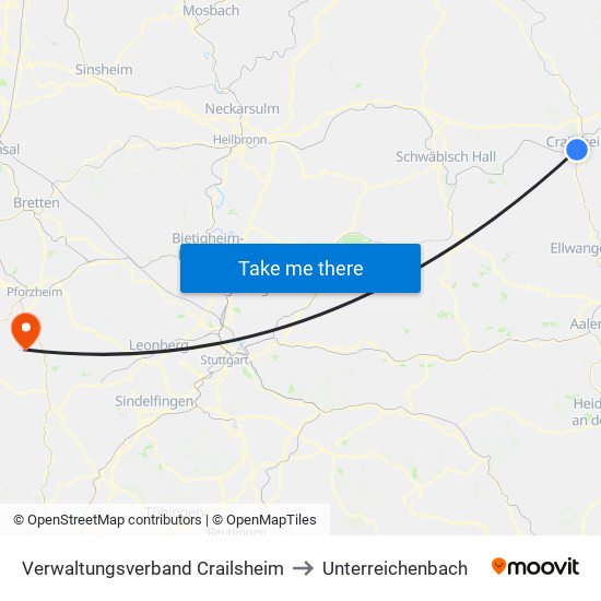 Verwaltungsverband Crailsheim to Unterreichenbach map