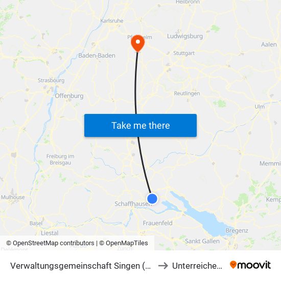 Verwaltungsgemeinschaft Singen (Hohentwiel) to Unterreichenbach map