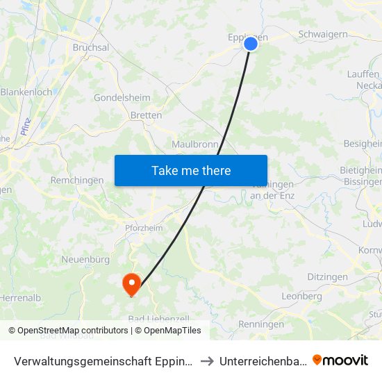 Verwaltungsgemeinschaft Eppingen to Unterreichenbach map