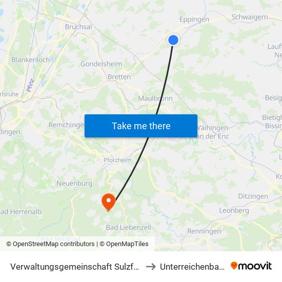 Verwaltungsgemeinschaft Sulzfeld to Unterreichenbach map