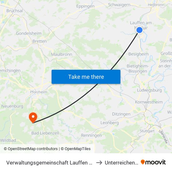 Verwaltungsgemeinschaft Lauffen am Neckar to Unterreichenbach map