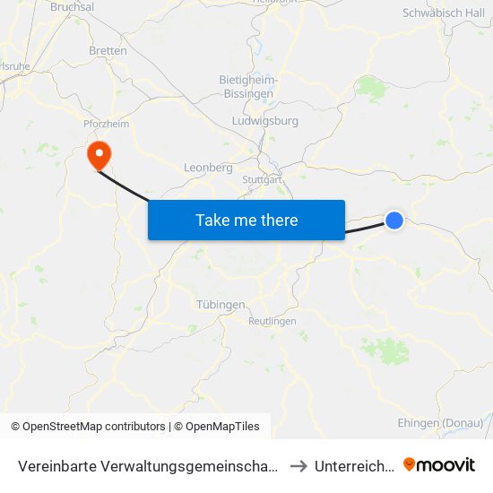 Vereinbarte Verwaltungsgemeinschaft Der Stadt Uhingen to Unterreichenbach map