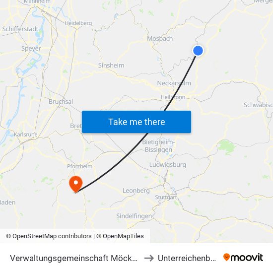 Verwaltungsgemeinschaft Möckmühl to Unterreichenbach map