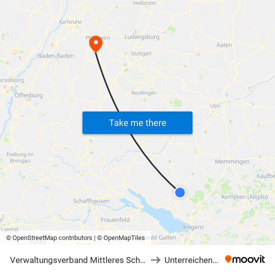 Verwaltungsverband Mittleres Schussental to Unterreichenbach map