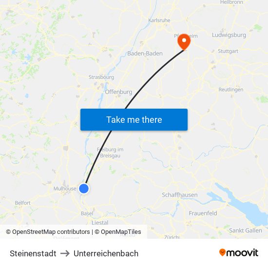 Steinenstadt to Unterreichenbach map