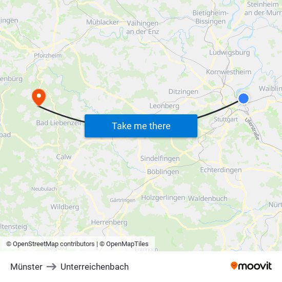 Münster to Unterreichenbach map
