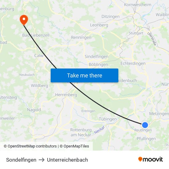 Sondelfingen to Unterreichenbach map