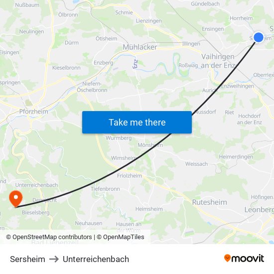 Sersheim to Unterreichenbach map