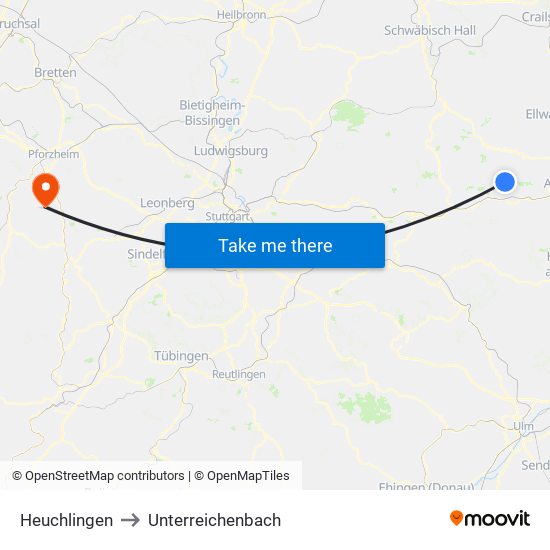 Heuchlingen to Unterreichenbach map