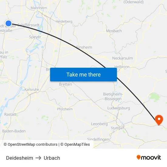 Deidesheim to Urbach map