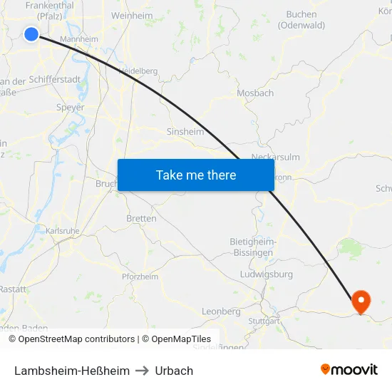 Lambsheim-Heßheim to Urbach map