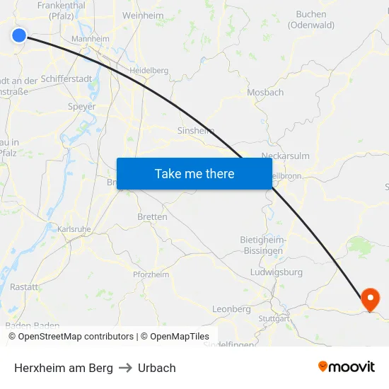 Herxheim am Berg to Urbach map