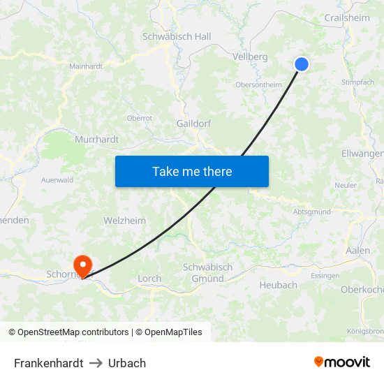 Frankenhardt to Urbach map