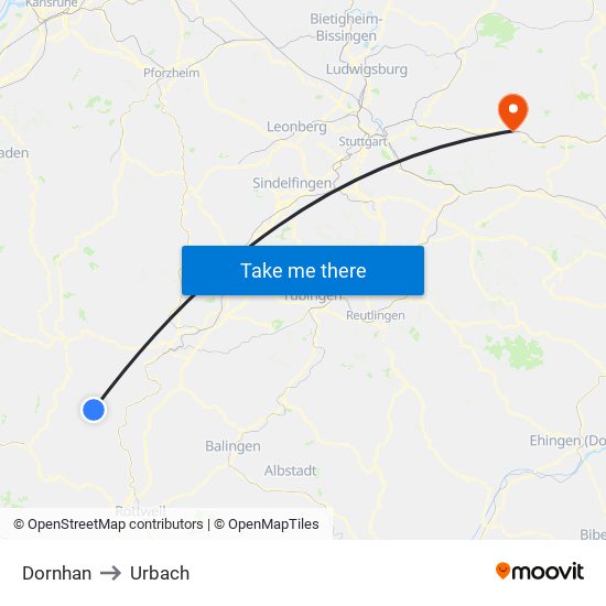 Dornhan to Urbach map