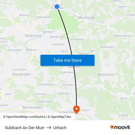 Sulzbach An Der Murr to Urbach map