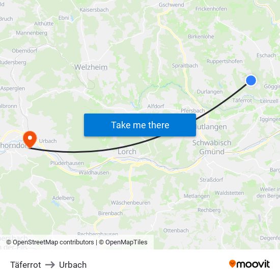Täferrot to Urbach map