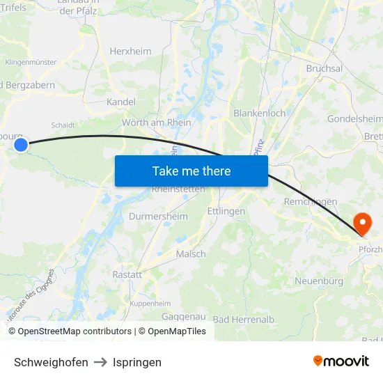 Schweighofen to Ispringen map