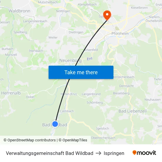 Verwaltungsgemeinschaft Bad Wildbad to Ispringen map