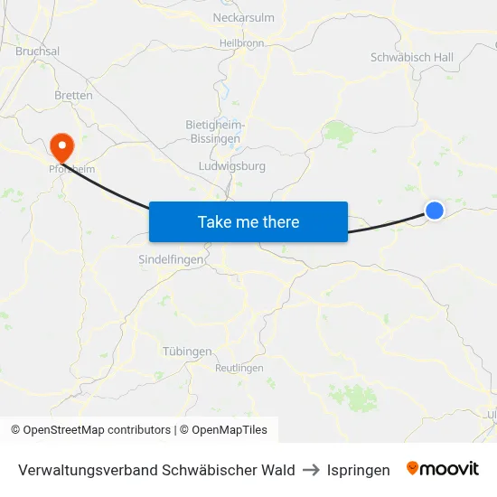 Verwaltungsverband Schwäbischer Wald to Ispringen map