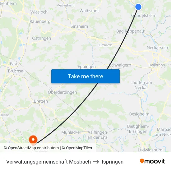 Verwaltungsgemeinschaft Mosbach to Ispringen map