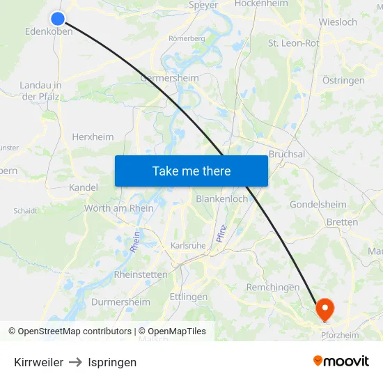 Kirrweiler to Ispringen map