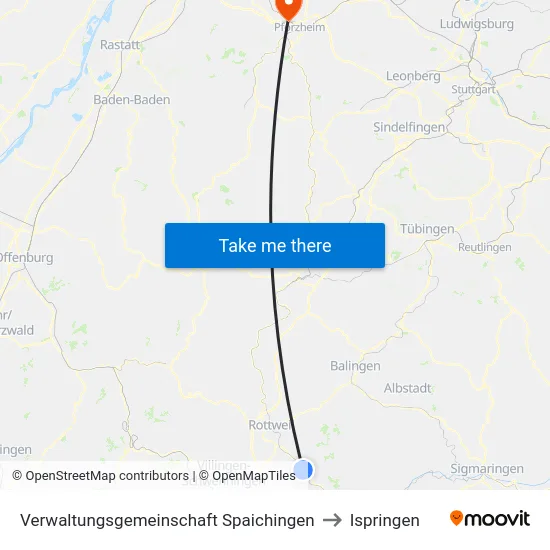 Verwaltungsgemeinschaft Spaichingen to Ispringen map