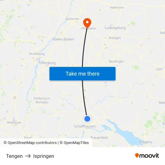 Tengen to Ispringen map