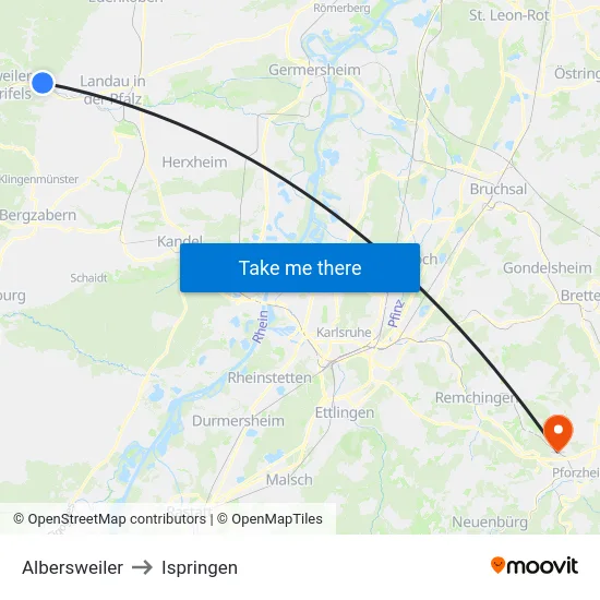 Albersweiler to Ispringen map