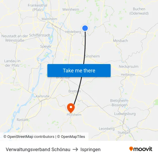 Verwaltungsverband Schönau to Ispringen map