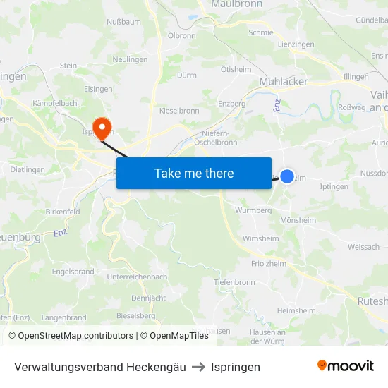 Verwaltungsverband Heckengäu to Ispringen map