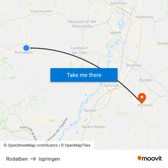 Rodalben to Ispringen map