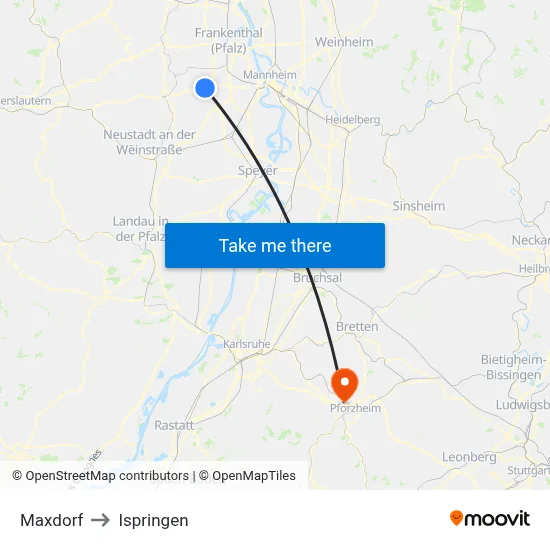 Maxdorf to Ispringen map