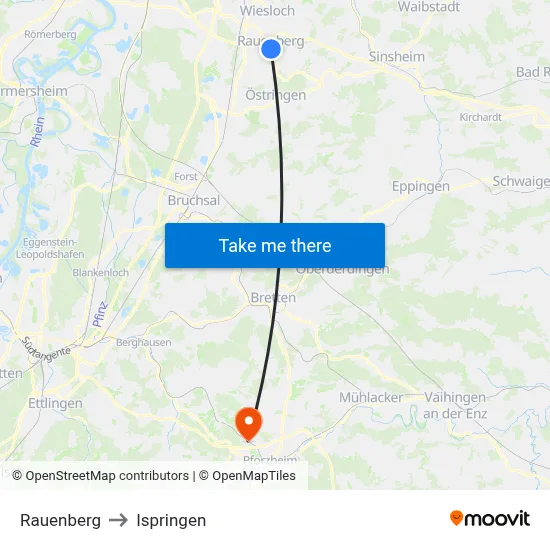 Rauenberg to Ispringen map