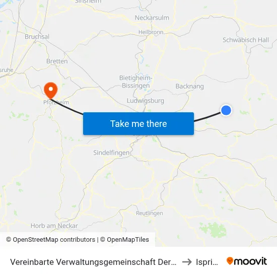 Vereinbarte Verwaltungsgemeinschaft Der Stadt Welzheim to Ispringen map