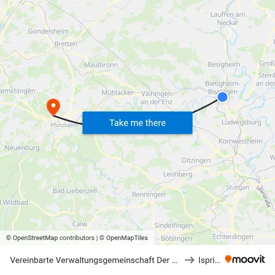 Vereinbarte Verwaltungsgemeinschaft Der Stadt Bietigheim-Bissingen to Ispringen map