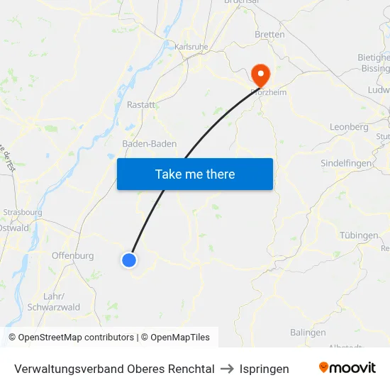 Verwaltungsverband Oberes Renchtal to Ispringen map