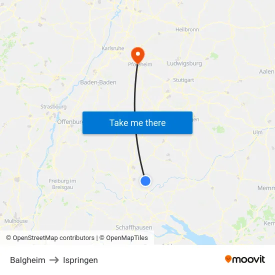 Balgheim to Ispringen map