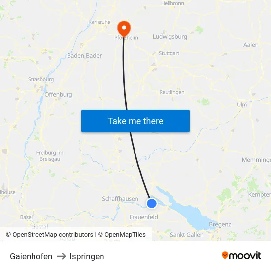 Gaienhofen to Ispringen map