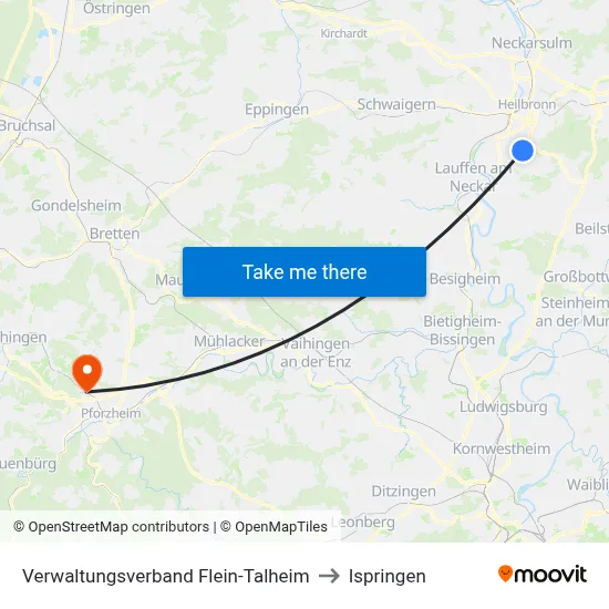 Verwaltungsverband Flein-Talheim to Ispringen map