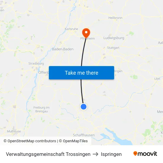 Verwaltungsgemeinschaft Trossingen to Ispringen map