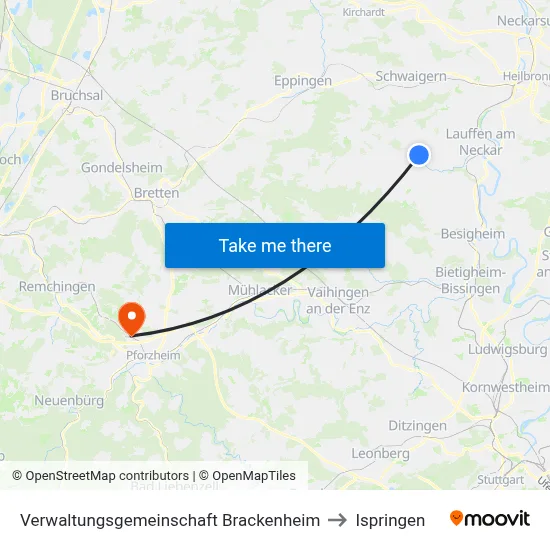 Verwaltungsgemeinschaft Brackenheim to Ispringen map