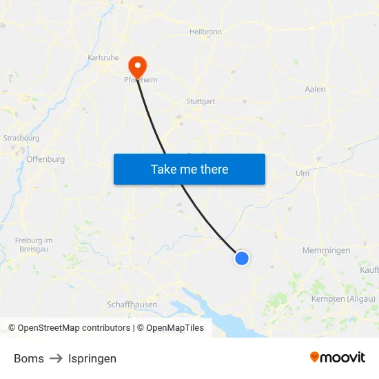 Boms to Ispringen map