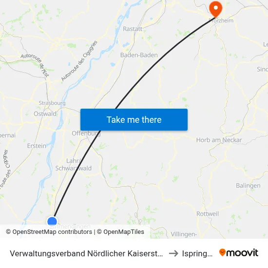 Verwaltungsverband Nördlicher Kaiserstuhl to Ispringen map