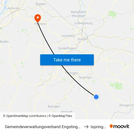 Gemeindeverwaltungsverband Engstingen to Ispringen map